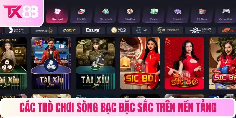 Các trò chơi sòng bạc đặc sắc trên nền tảng