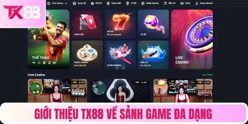 Giới thiệu TX88 về sảnh game đa dạng