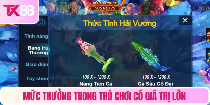 Mức thưởng trong trò chơi có giá trị lớn